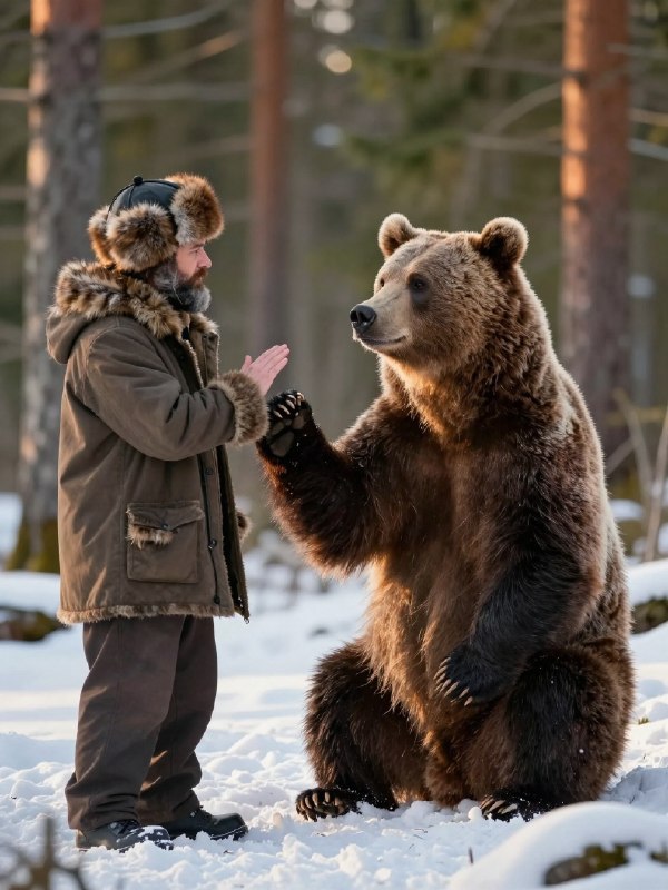 🖼 Медведь побратался с россиянином и был послан к «мамке» 🐻✋